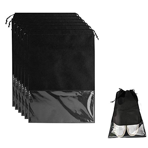 6 Pcs Travel Shoe Bags, Ulbemoll Drawstring Shoe Storage Bags for Packing, Black - color: Black, size: 12.6" x 17.3"