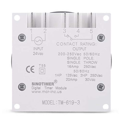 TM619 Timer Switch Digital LCD Power Timer Switch Weekly Programmable Thinner Model 16A 1NO+1NC (TM619-3 24V)