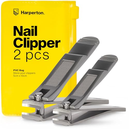 Ultra Sharp Nail Clippers Set for Men & Women - 2 Pack Professional Stainless Steel Toe Nail Clippers with Built-in File & Travel Case - Heavy Duty Fingernail Clippers Kit for Thick Nails for Seniors - color: Silver