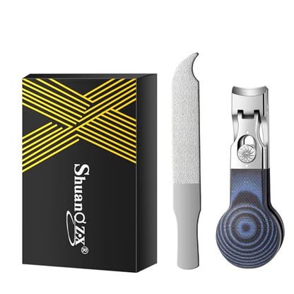 Wide Jaw Opening Nail Clippers with G10 Handle for Thick and Tough Nails, Heavy Duty Toenail Cutters for Seniors, Men and Women (Round Blue A) - color: Round Blue a