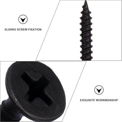 INOOMP Black Hardened Self Tapping Screw Set, 140pcs Round Head Cross Screws with 30 Caps and 20 Expansion Anchors, Multi-Purpose Household Fixing Hardware Kit for Electrical and Cabinet