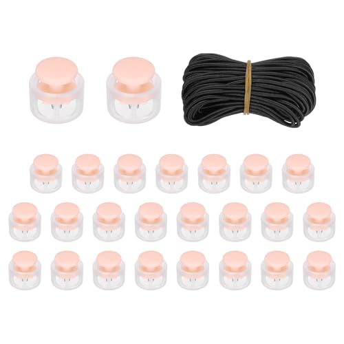 uxcell 25 Pcs Double Hole Cord Locks with 32.8 ft Elastic Cord, 14mm Nylon Spring Toggle Stopper Clip for Backpack Shoelaces Drawstring Paracord Pants, Nude Pink - color: Nude Pink, size: 14mm