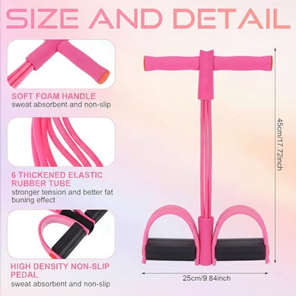 2 Pcs Fitness Resistance Bands 6 Tube Pedal Resistance Bands with Handles 8 Shaped Training Elastic Ropes Multifunction Tension Ropes for Waist Arm Shoulder Leg Back Home Workout - color: Pink