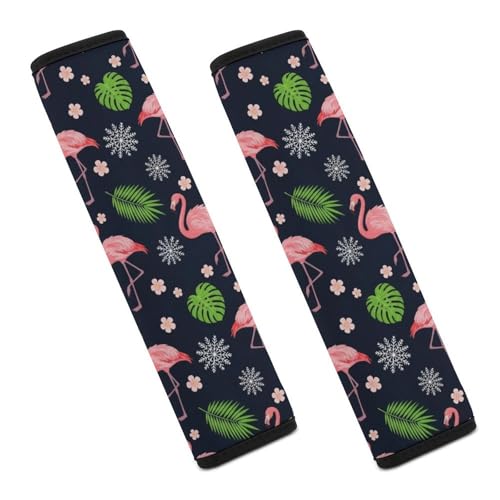 Universal Soft and Comfortable Seat Belt Cover for Child, Most Cars, 2 Piece Palm Tree Leaf Flamingo Shoulder Protector Comfortable Driving - color: Pattern 280