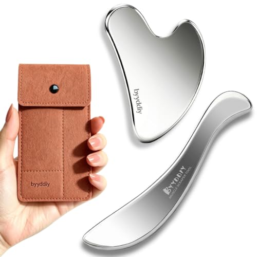 BYYDDIY Stainless Steel Gua Sha Facial Tools, Metal Gua Sha for Face,Tighten Skin Massage, Guasha Beauty Tool for Body Eyes (W.F-s.S) - style: W.F-s.S