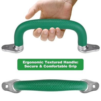 SELEWARE 2Pcs Green Playground Safety Handles Kids Playground Grab Handles | Non-Slip Durable Indoor Outdoor Playset Hand Grips for Playhouse, Treehouse, Climbing Frame, Jungle Gym, Swing Set - color: Green (2 Pack)