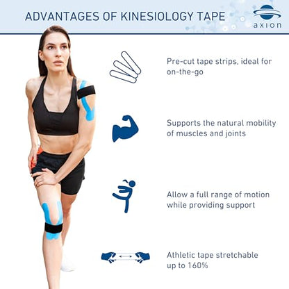 axion Kinesiology Tapes PRECUT Beige Pink | 50 Pre-Cut Sport Tape Strips 10x2 in | Waterproof • Skin-Friendly • Elastic | Kinesiology Tapes Ideal for Sports - color: 08) 50 Strips Beige/Pink