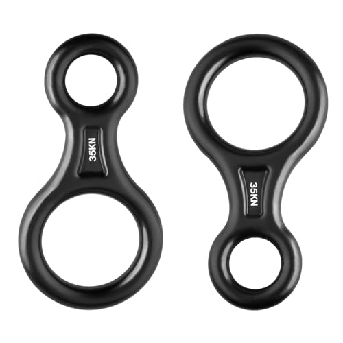 35kN Climbing Rescue Figure 8 Descender Rigging Plate Heavy Duty & Large & High Strength Rappel Device Equipment for Rappelling, Belaying, Tree Climbing, Aerial Silks Rigging - color: Black - 35 kN - 2 Pack