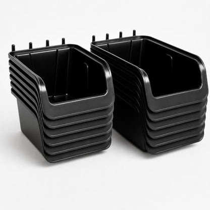 WallPeg Pegboard Bins - 6 Each 7" & 6 Each 5" ORGANIZING Bins - Hooks to Peg Board Panel Organize Hardware Arrange Accessories Workbench Tool Organizer Garage Storage -Made in USA- - style: 6 (7" Bins) & 6 (5" bins)