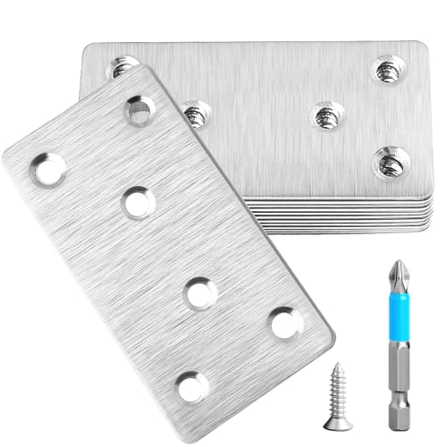 4 Pcs Mending Plate, 3.94 x 1.97 inch Stainless Steel Flat Plates with Holes, Straight Metal Mounting Braces Brackets Kit for Furniture, Wood Joint Connector (Silver, 3.94 inch) - color: Silver, size: 3.94 inch