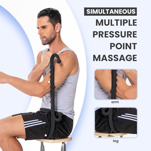 Ranarose Deep Tissue Back & Neck Massager - Back Massager Stick for Pain Relief, Muscle Knot Remover, Trigger Point Massage Tool for Full Body, Shoulders, Legs - Pressure Point Massage Tool (Black) - color: Black