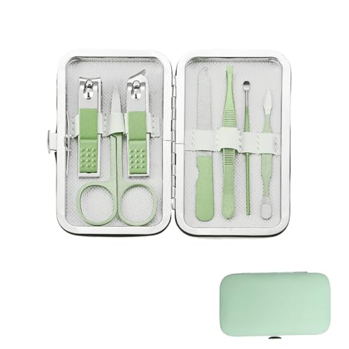 7 Pcs Nail Clipper Set for Home Manicure and Pedicure, Professional Grooming Kit with Case for Personal Care and Travel - color: 7 Piece-green
