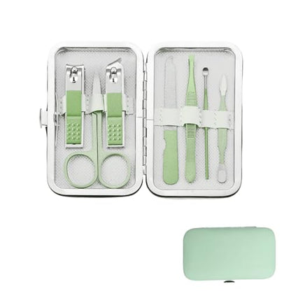 7 Pcs Nail Clipper Set for Home Manicure and Pedicure, Professional Grooming Kit with Case for Personal Care and Travel - color: 7 Piece-green