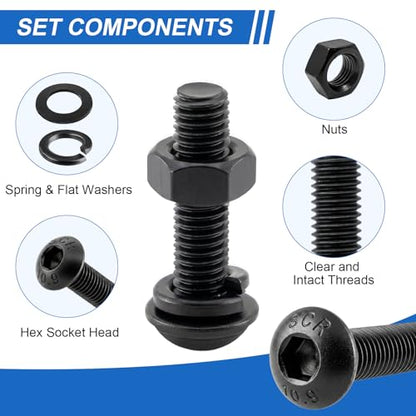 1000Pcs M3 Screws Assortment Kit, M3x6/8/10/12/16/20/25/30 mm Hex Socket Button Head Assorted Set, Machine Screws with Nuts & Washers, 10.9 Grade Alloy Steel Black for 3D Printing - size: M3 Button 10.9 - 1000PCS