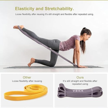 VEICK Pull Up Assist Resistance Bands for Home Gym | 100% Natural Latex, Non Slip Leather Texture, Space Saving, Versatile for Full Body Training, Home Gym - color: Green/Purple Set of 5