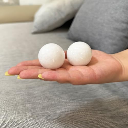 Natural Marble Baoding Chinese Meditation Balls, Stress Relief Hand Exercise Therapy Set, White Small-1.38" - color: White, size: Small-1.38"