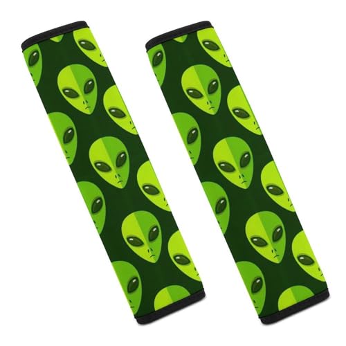 2PCS Space Alien Faces Car Seat Straps Shoulder Pads Universal Soft and Comfortable Seat Belt Covers Cushion for Child, All Vehicles, Shock Absorption - color: Pattern 412