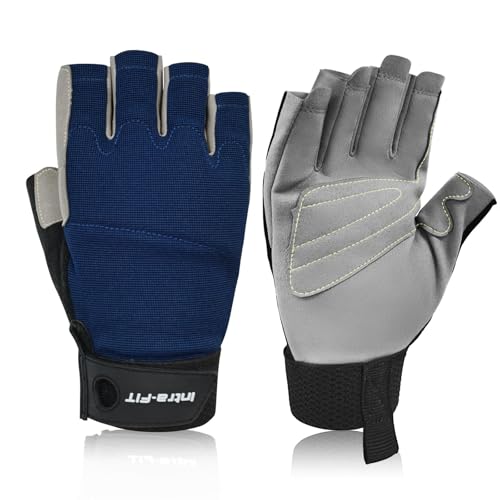 Climbing Gloves, Full & Half Finger | Ultimate Comfort, Padded palm, Breathable, Perfect for Rock, Tree, Wall, Mountain, Climbing - color: 2359Blue, size: Large (Pack of 1)