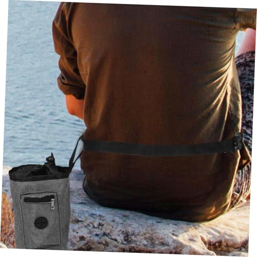 POPETPOP Slip Oxford Cloth Chalk Bag with Zippered Pocket and Secure Closure Gray Waist Pouch for Rock Climbing Gymnastics Bouldering and Outdoor Hiking Activities