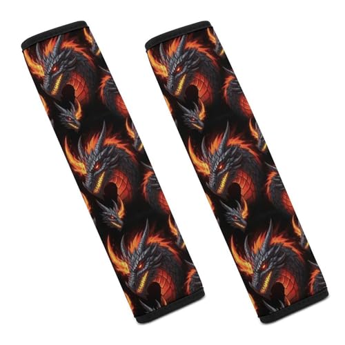 2 Pack Horror Fire Dragon Car Seat Straps Shoulder Pads Soft Padded Shoulder Harness Cover for Adult Use, Stroller Pushchair High Chair, Pressure Relief - color: Pattern 811