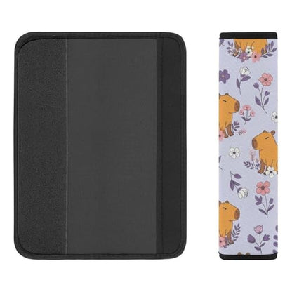 Universal Fit Seat Belt Cover for Adult Use, Stroller Pushchair High Chair, 2PCS Capybara Pink Flower Harness Pads Strap Shock Absorption - color: Pattern 842