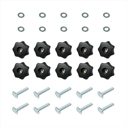 POWERTEC 71482V T-Track Knob Kit w/ 7-Star Knob, 5/16"-18 Threaded Bolts and Washers, 10 Pack, T Track Bolts, T Track Accessories for Woodworking Jigs and Fixtures - size: 5/16”-18 threaded, 30 Piece Set, style: Knob Kits