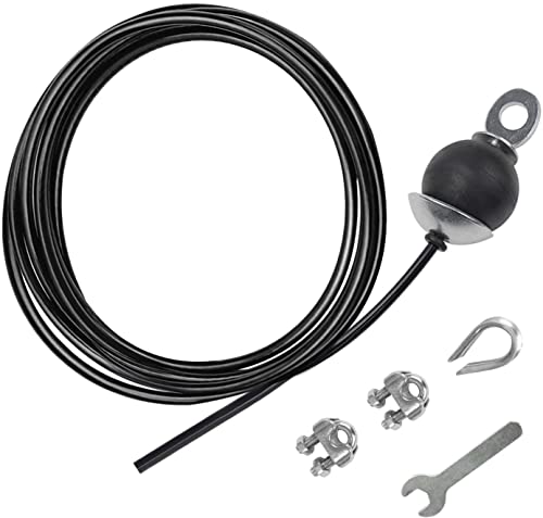 LFJ Replacement Gym Cable with Stopper Ball Fitness Pulley Cable Steel Wire Rope for Cable Machine Home Gym Weight Lift Pulley System - color: Black, size: 393"-Type C