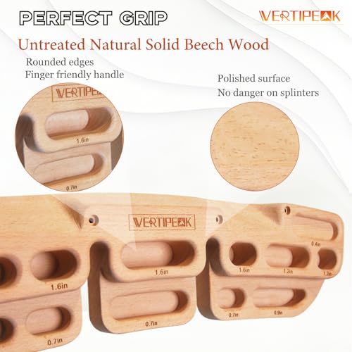 Wooden Climbing Hangboard with 2 Angle Slopes (15° & 45°) & 5 Depths Pockets, Rock Climbing Board for Finger Strength, Hanging Practice, Grip Endurance and Pull-up Training Indoor