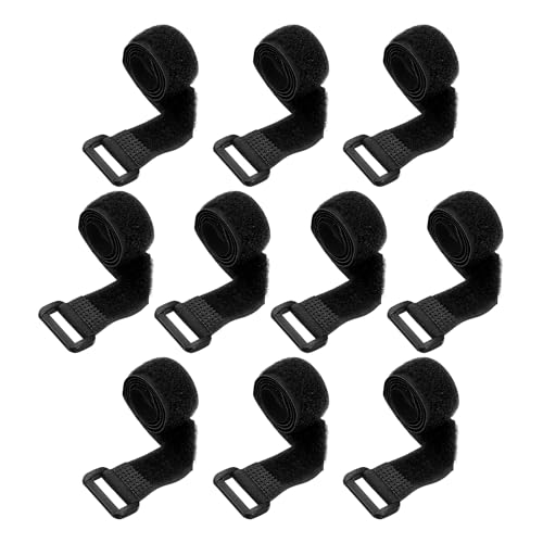 PATIKIL 0.8"x16" Reusable Cinch Straps, 10Pcs Adjustable Nylon Multipurpose Hook and Loop Cable Securing Straps with Plastic Buckle for Organizer Storage Cables Cords Ropes, Black - color: Black, size: 0.8" x 16"