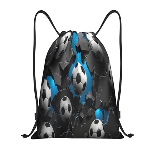 Drawstring Sports Backpacks - Lightweight Swim Gym Bags for Women Men String Sackpack for Beach Travel Yoga(Medium, 3d Sport Soccer Ball) - color: 3d Sport Soccer Ball, size: Medium