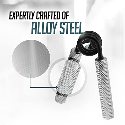 Logest Metal Hand Grip Strengthener 100LB-350LB No Slip Heavy-Duty Grip Strengthener with Gift Box, Great Wrist & Forearm Hand Exerciser, Home Gym, Hand Gripper Grip Strength Trainer - color: Silver - 50LB