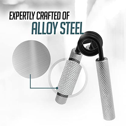 Logest Metal Hand Grip Strengthener 100LB-350LB No Slip Heavy-Duty Grip Strengthener with Gift Box, Great Wrist & Forearm Hand Exerciser, Home Gym, Hand Gripper Grip Strength Trainer - color: Silver - 50LB