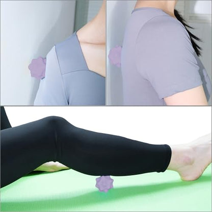Small Spiky Massage Ball Trigger Point Massage Tool 2.2"×2.1" Purple | Solid Bumpy Massager for Deep Tissue Myofascial Release Hand Foot Plantar Fasciitis Pain Relief Knots Acupoint Yoga Fitness - color: Purple