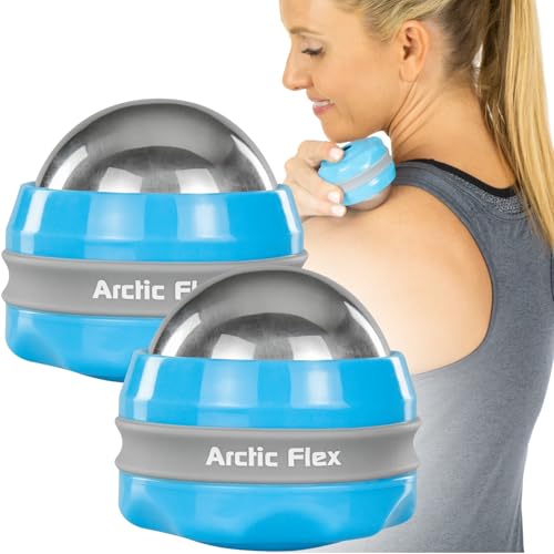 Arctic Flex Cold Massage Roller Ball (2 Pack) - Cryoball Massage Hand Ice | Ball - Sore Muscle Cold Therapy - Deep Tissue Depuffer Pain Relief - Jaw Eye Ice Depuffing Tool for Migraine, Injury, Foot
