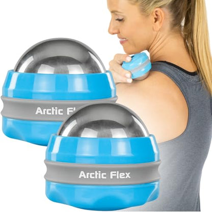Arctic Flex Cold Massage Roller Ball (2 Pack) - Cryoball Massage Hand Ice | Ball - Sore Muscle Cold Therapy - Deep Tissue Depuffer Pain Relief - Jaw Eye Ice Depuffing Tool for Migraine, Injury, Foot