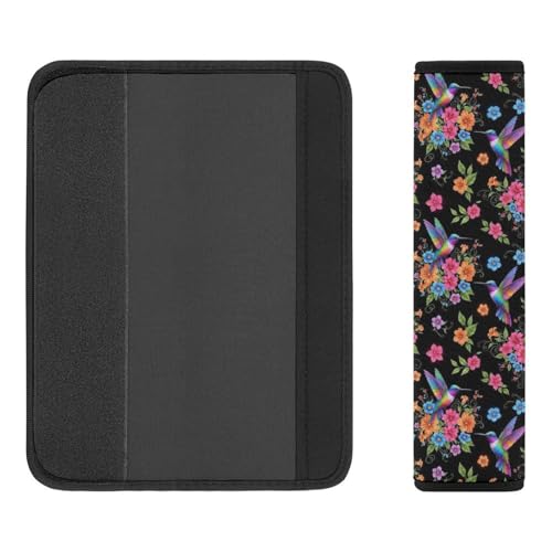 1 Pair Universal Soft and Comfortable Seat Belt Shoulder Pad for Adult Use, Stroller Pushchair High Chair, Flower Bird Hummingbird Neck Strap Covers, Anti-Slip Pad - color: Pattern 556