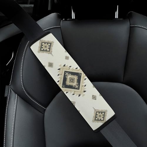 2 Pack Rustic Aztec Western Geometric Grey Car Seat Straps Shoulder Pads Breathable Shoulder Protector for Elderly Support, Most Cars, Pressure Relief - color: Pattern 577