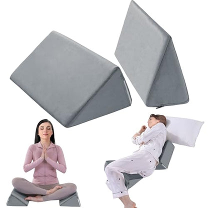 BALAPET 2 Pcs Small Wedge Pillow for Sleeping，Premium Foam Bed Pillow for Side Sleeping,Triangle Wedge Pillow for Leg Elevation,Yoga,Reduce Back Pain(Gray) - color: Gray