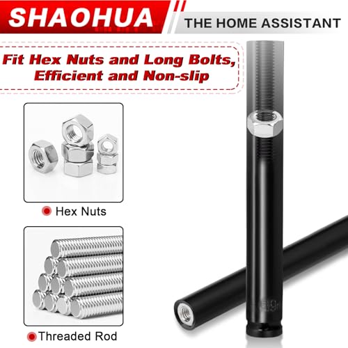 9/16"(14mm) Nut Driver 12" and 3/4"(19mm) 8" Deep Nut Runner Hollow Socket w/ 1/4" Hex Shank, 1/2" Drive Socket for Ceiling Long Threaded Rod Bolts/Ductwork, 2 Length for Overhead Fastening - size: D. 9/16(14mm) 12" and 3/4(19mm) 8"