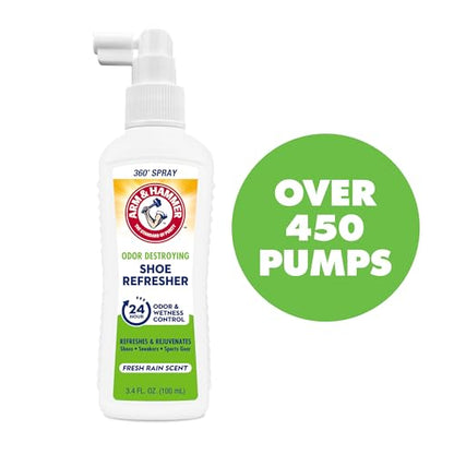 Arm & Hammer Shoe Refresher & Deodorizer Spray, Fresh Rain, 3.4 oz | Aerosol-free shoe deodorizer spray for sneaker odor and wetness control; Fresh Rain scent for everyday footwear - size: 3.4 Ounce (Pack of 1)