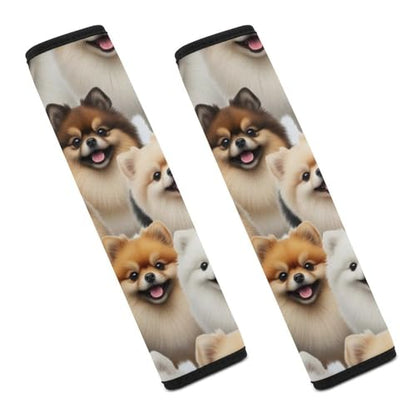 2PCS Pomeranian Dog Car Seat Belt Pad Universal Soft and Comfortable Harness Pads Strap for Kids, Car Seats Pushchair Strollers High Chair Pushchair - color: Pattern 754