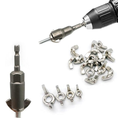 2 Pcs 1/4" 5/16" 3/8" Wing Nut Driver Wing Nut Drill Bit Socket Wrenches 1/4 inch Hexagon Head Drill Driver Bits for Panel Nuts Screws Eye C Hook Bolt - size: Wing Nut Driver (1/4", 5/16", 3/8") - 2 Pcs