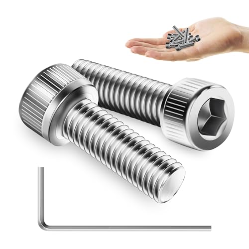 Mywish (50Sets) M5 Screws, M5 x 16mm Socket Head Cap Screws Bolts, 304 Stainless Steel Allen Socket Hex Drive Bolts, Bright Finish M5 Screw Kit with Nuts and Washers & Hex Spanner - size: M5 x 16mm