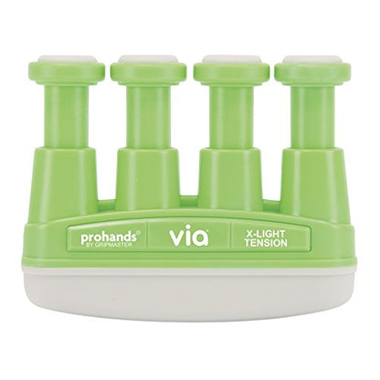 Prohands VIA Hand Exerciser, Finger Exerciser (Hand Grip Strengthener), Spring-Loaded, Finger-Piston System, Isolate and Exercise Each Finger - color: Green - Via, size: 2 lb (X-Light Tension)