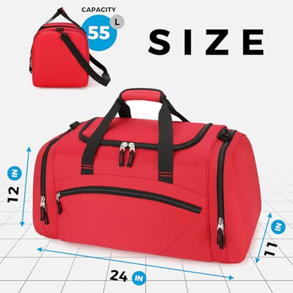 Uarition Mens Gym Bag, 55L Large Sports Duffle Bags, Workout Bags Lightweight, Red | For Travel, Carry On Weekender - color: Red