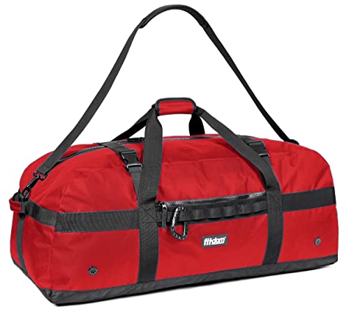132L 36" Extra Large Heavy Duty Equipment Travel Storage Duffle Bag | 80 lb Capacity, Reinforced Base, Compression Straps & Team Lift Handles for Sports Gear, Camping, Travel & Equipment Storage - color: Red
