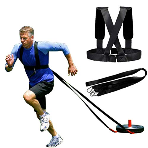 Shoulder Strap Weight Bearing Band for Fitness Training, Sled Pulls & – Nylon Webbing with Padded Strap & - Hooks