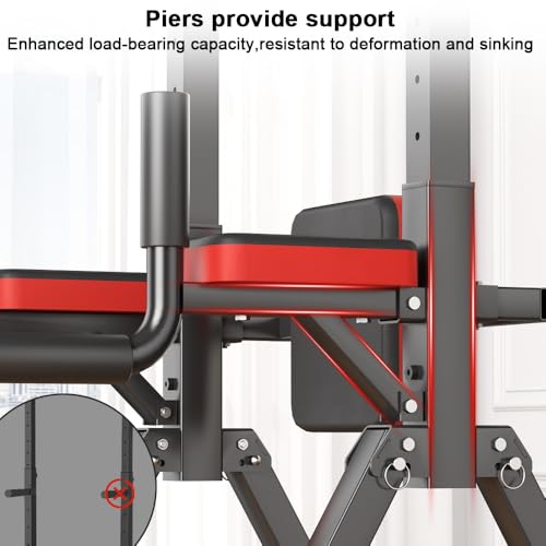 Foldable Power Tower, Adjustable Multifunction Pull Up Bar Dip Station Rack