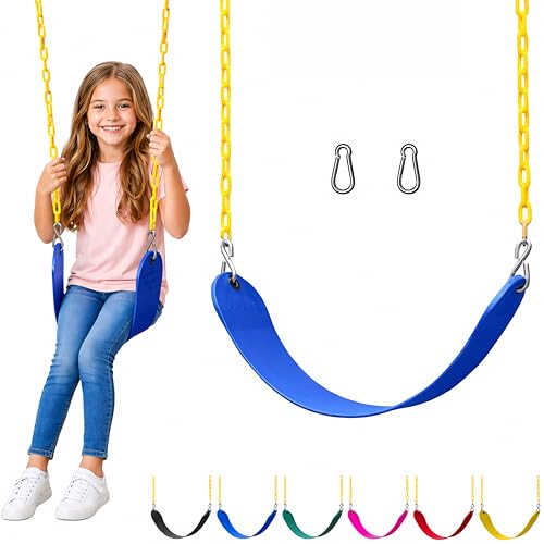 Jungle Gym Kingdom Swing for Outdoor Swing Set - Swing Seat Replacement Kit with Heavy Duty Chains - Backyard Swingset Playground Accessories for Kids - Blue, 1 Pack - color: Blue, size: 1 Pack