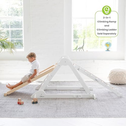 Little Partners Learn 'N Climb Foldable Wooden Climbing Triangle, Wood Climbing Gym for Toddlers, Triangle Climber for Skill-Building and Active Play, White & Natural - color: White W/ Natural
